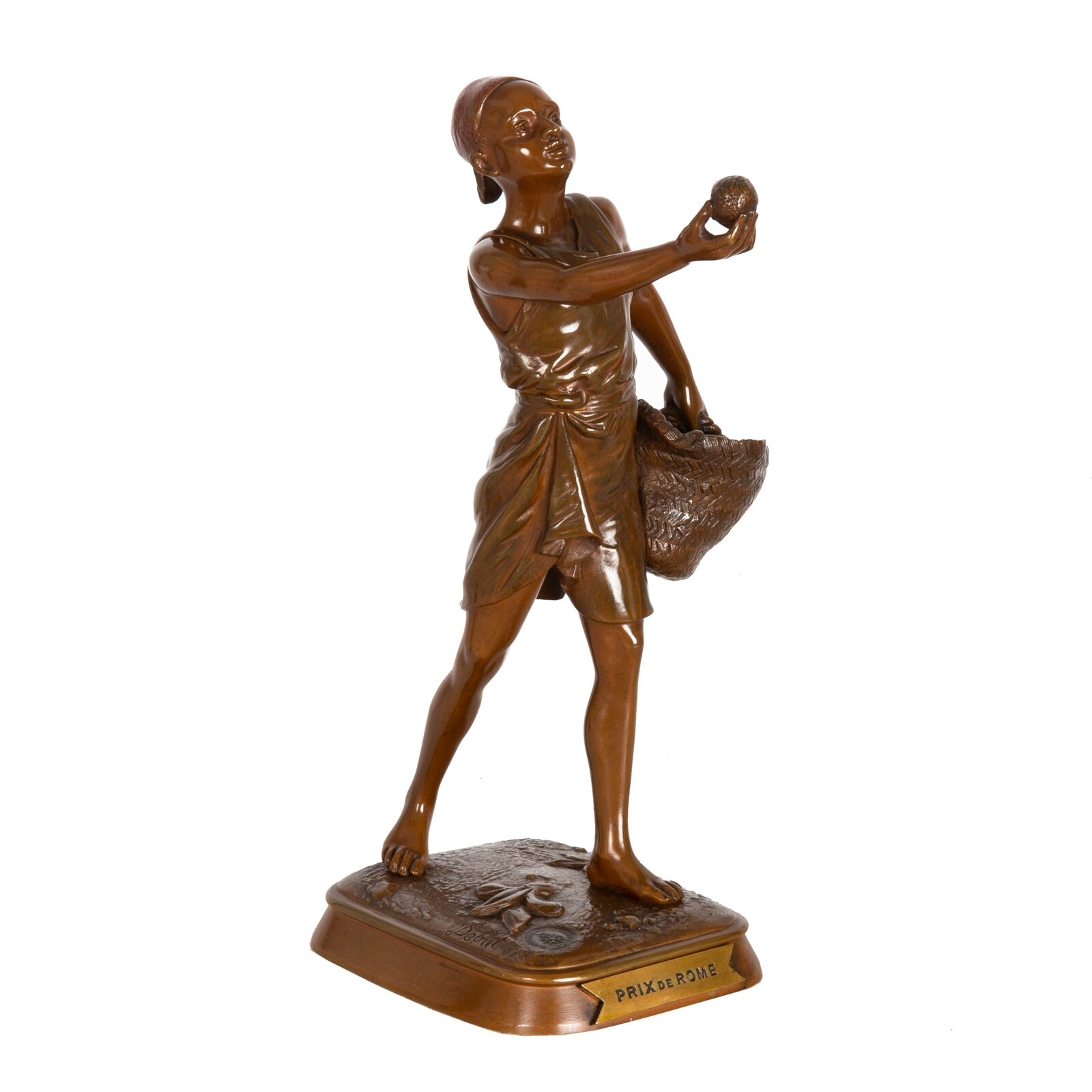 French Orientalist Bronze Sculpture of Tunisian Fruit Seller by Marcel Debut