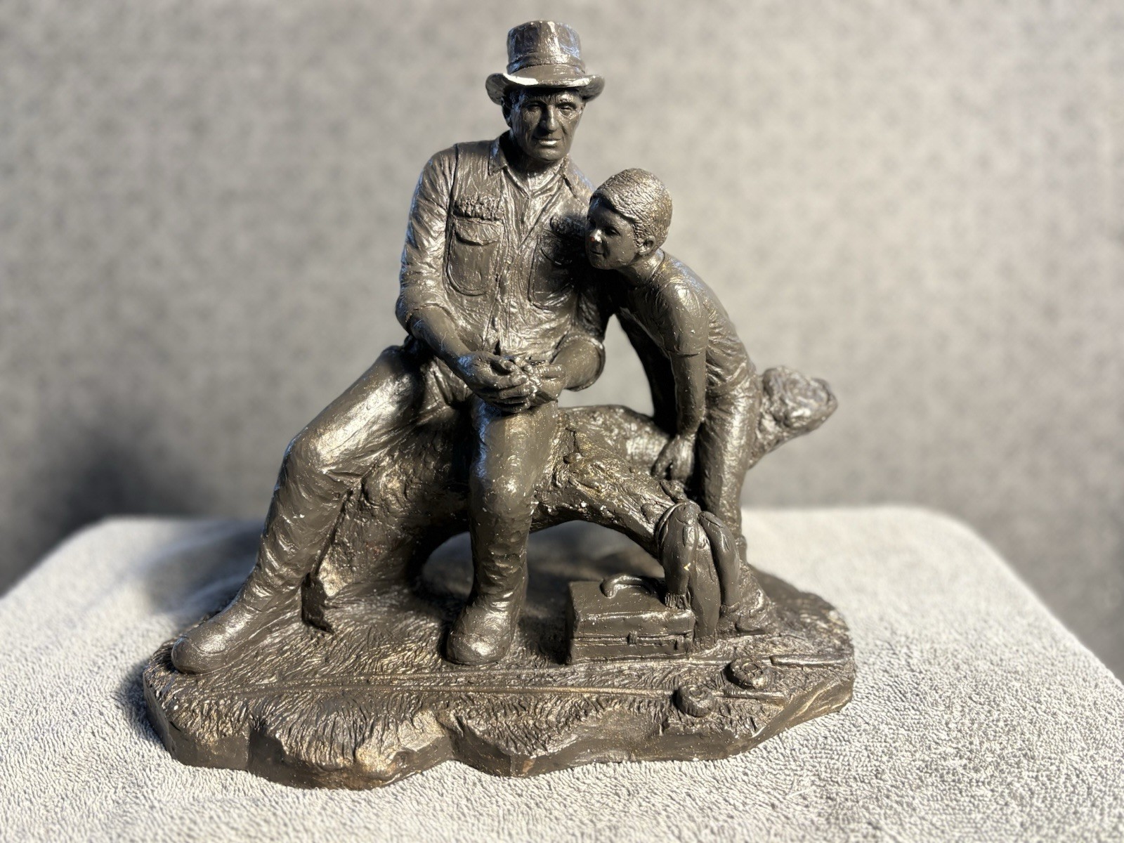 Michael Garman Bronze Tone Fishin’ Hole Fishing Figurine Sculpture #055 USA VTG