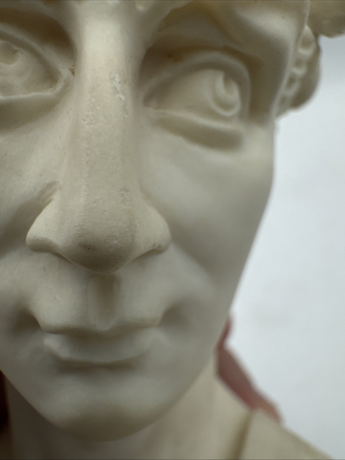 Vintage Michelangelo David Bust Carved Alabaster Marble Base 6,5