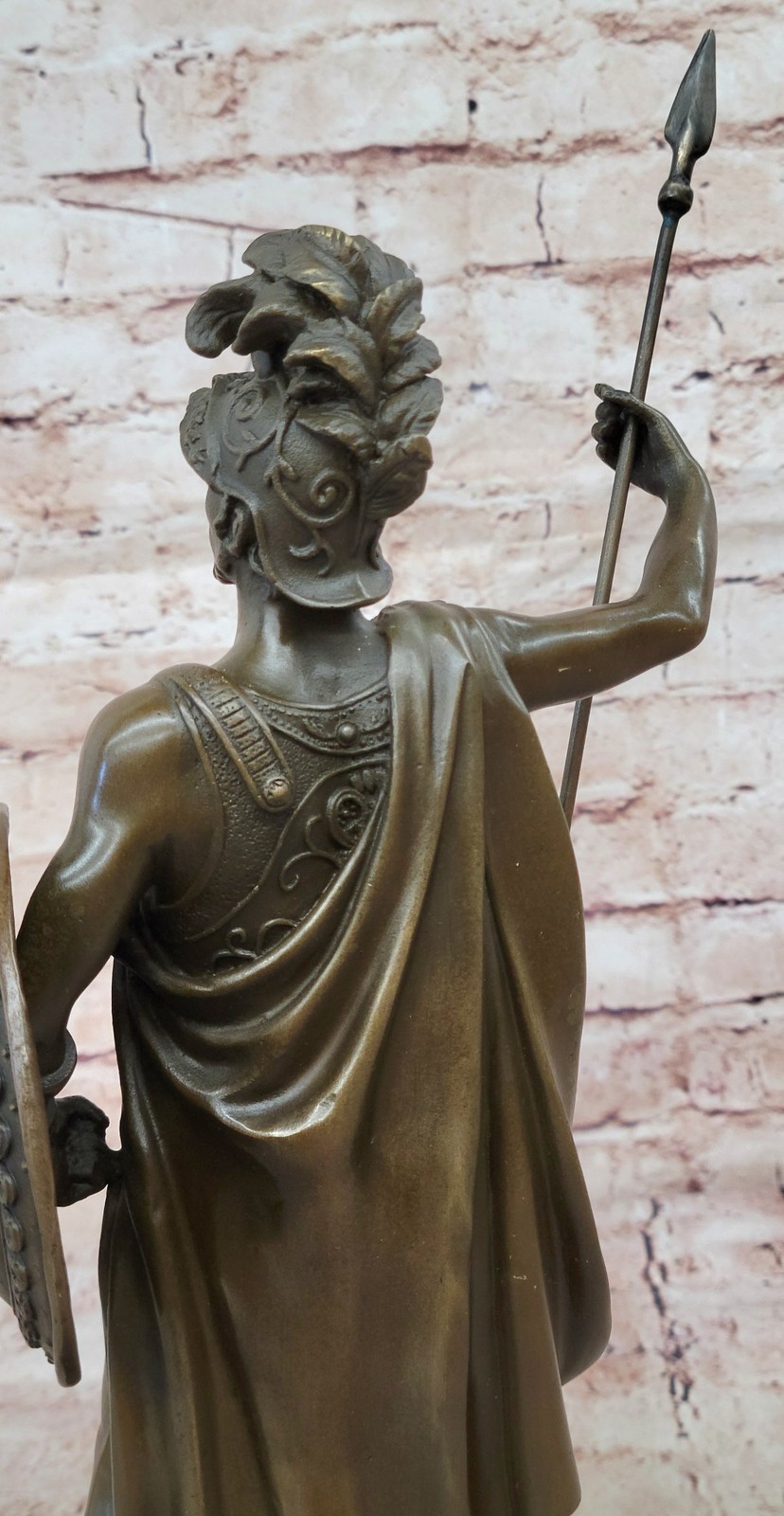VINTAGE BRONZE BUST SIGNED MARBLE BASE ROMAN / GREEK BEARDED MAN SOLDIER FIGURE