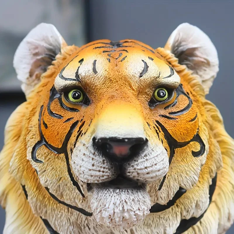 NEW 10&Prime; Tantalizing Realistic Tiger Head Bust. Resin Figurine Sculpture 10x6x4