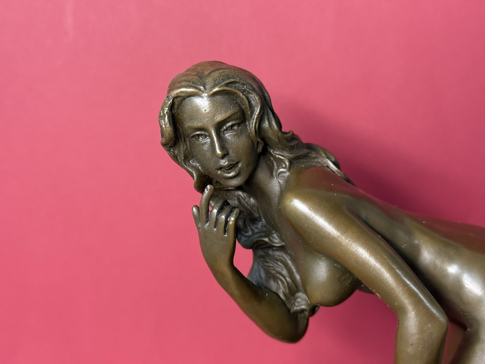 Bronze Woman Statue Lady Sculpture Marble Deco V Mavchi Rare Decor Art Female
