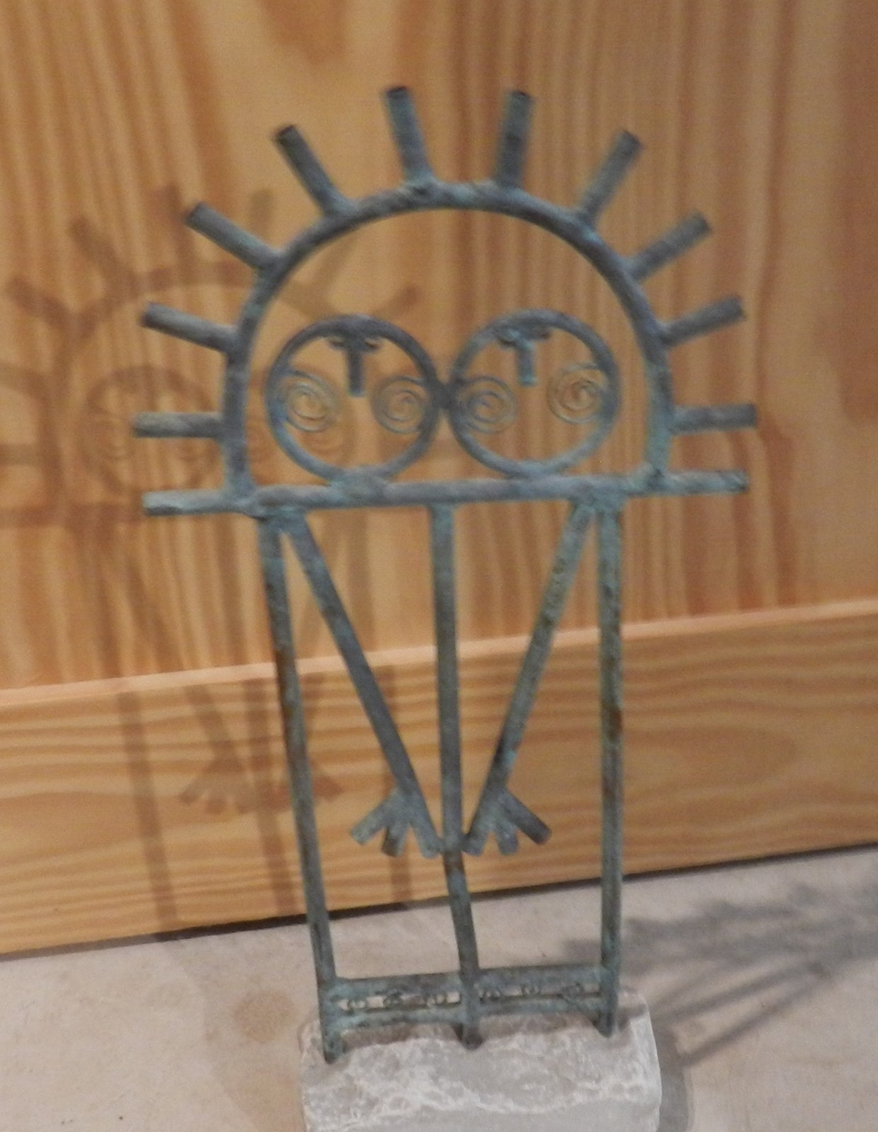 SIGNED Beautiful Mid Century Southwest Art – Copper on Stone Base – Sun Symbol