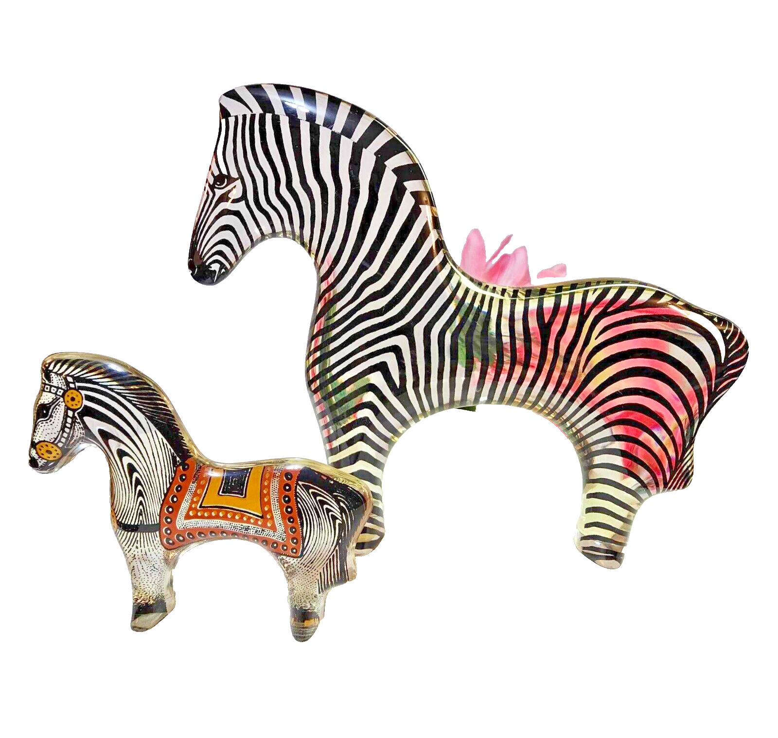 2 Abraham Palatnik horse /zebra Lucite/Acrylic Op Art Sculpture Statue Brazil-L5