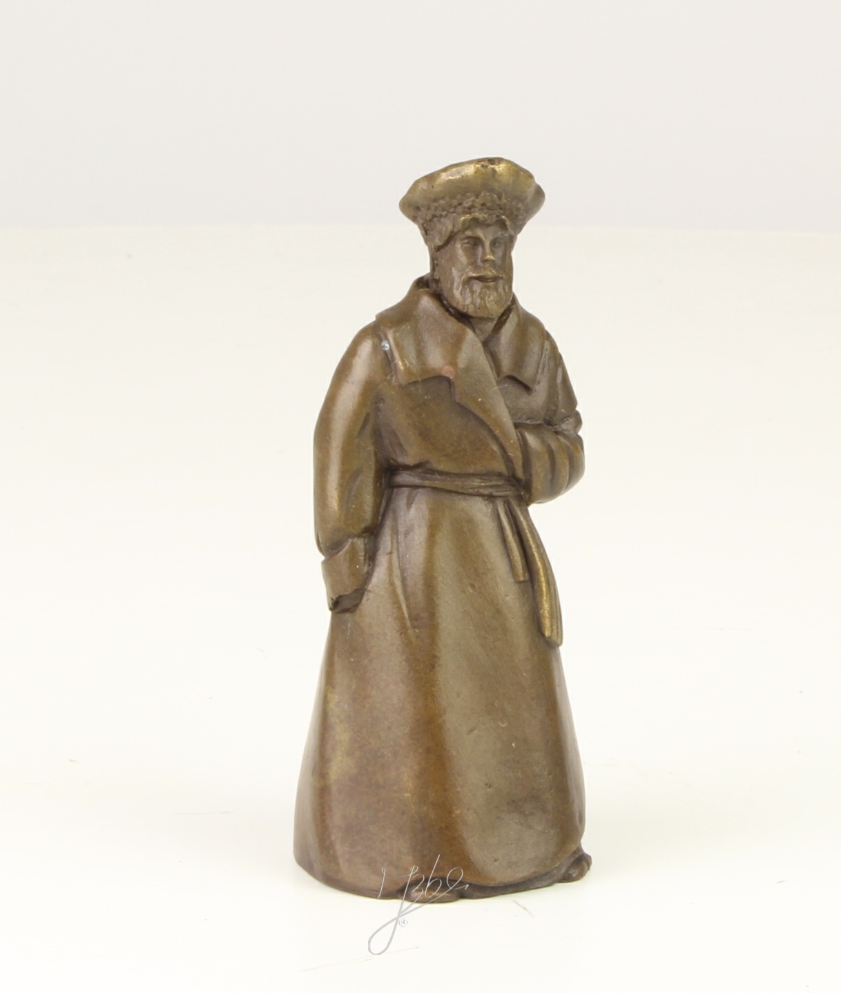 99937627-d Bronze Figural Bell Mann Table Bell 1 5/8×1 5/8×3 7/8in