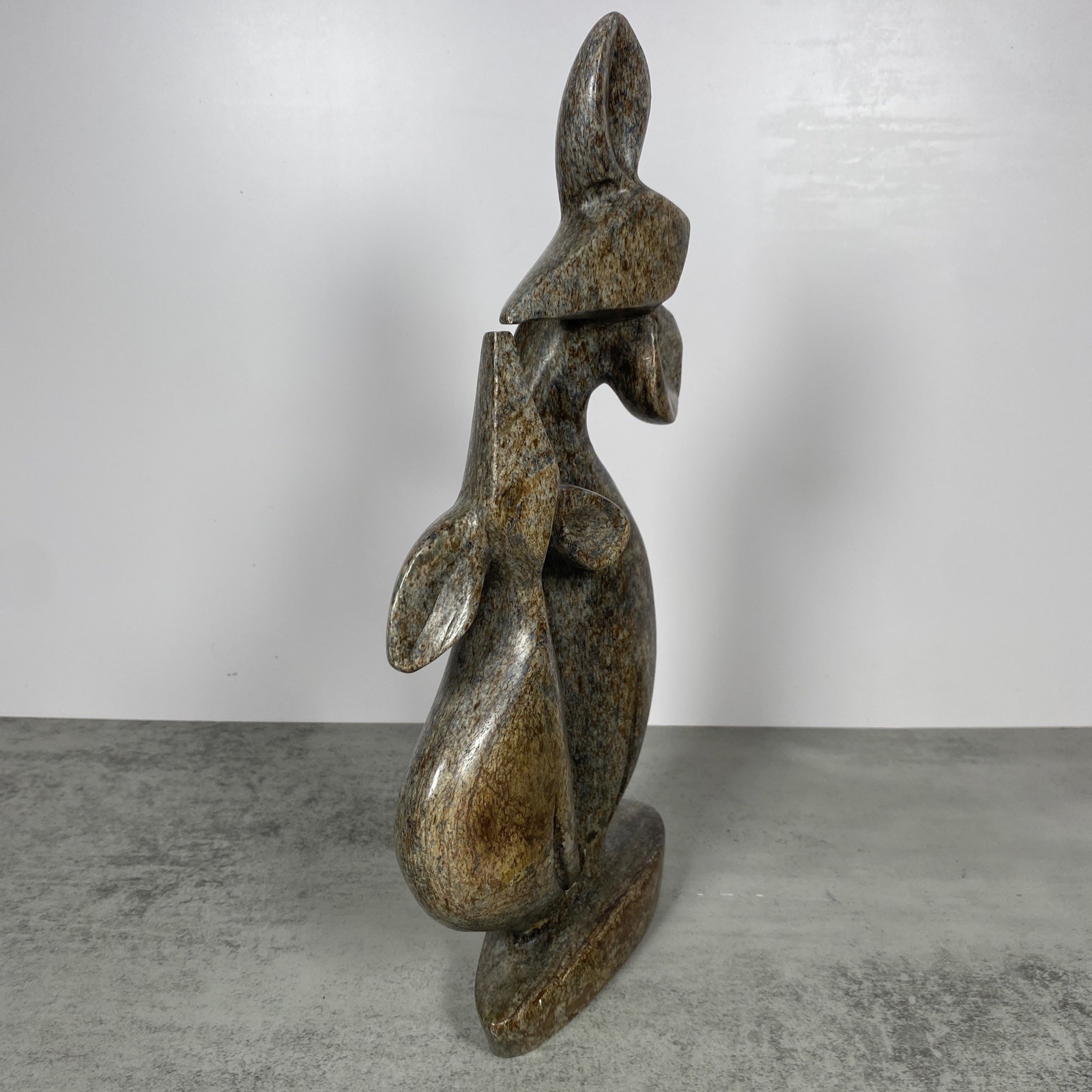 Zimbabwe Shona Art Sculpture 12” Giraffe Pair FLAWED Brown Serpentine Stone Sign