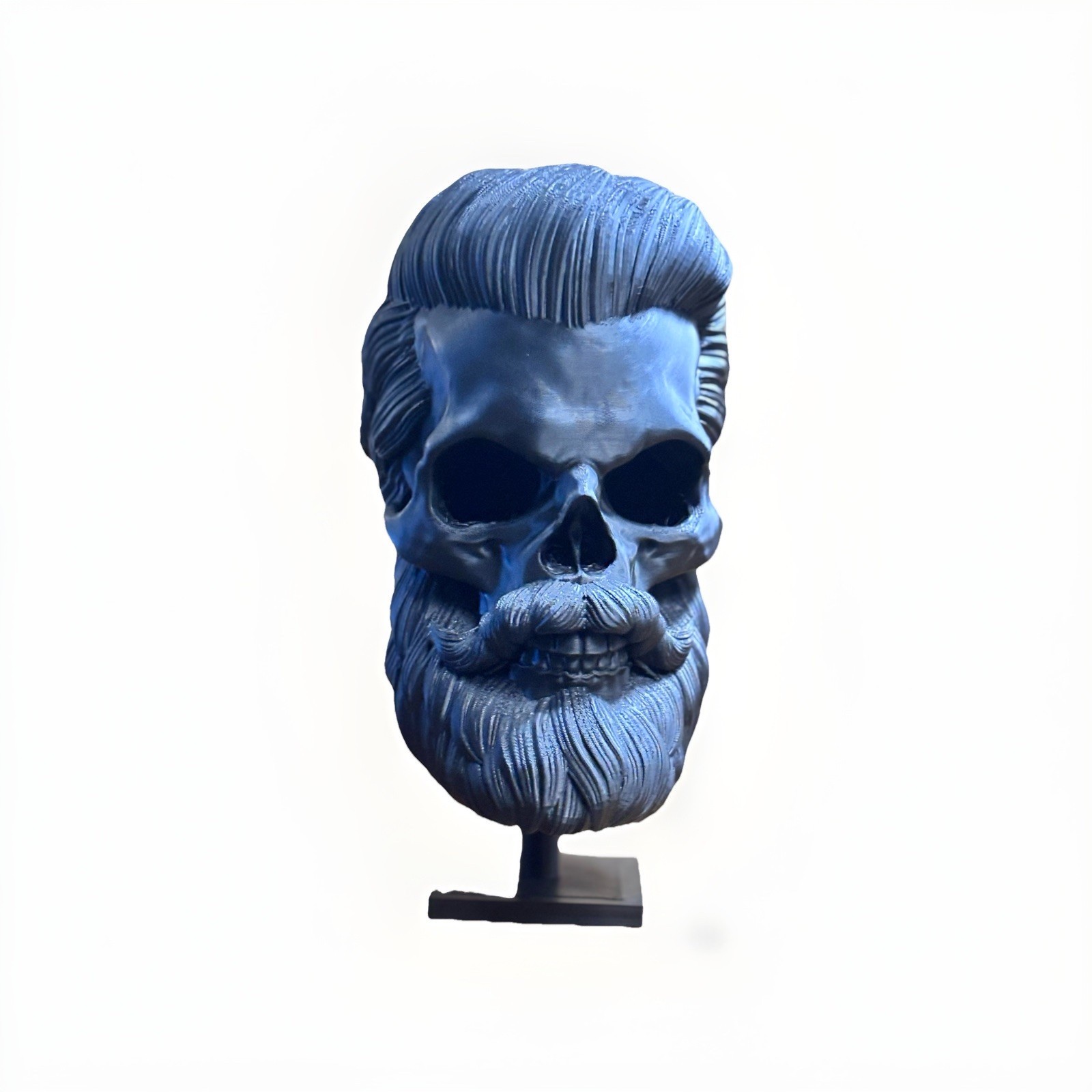 Bearded Skull Bust Sculpture Plastic 3D Modeled Medium Art Decor 9in