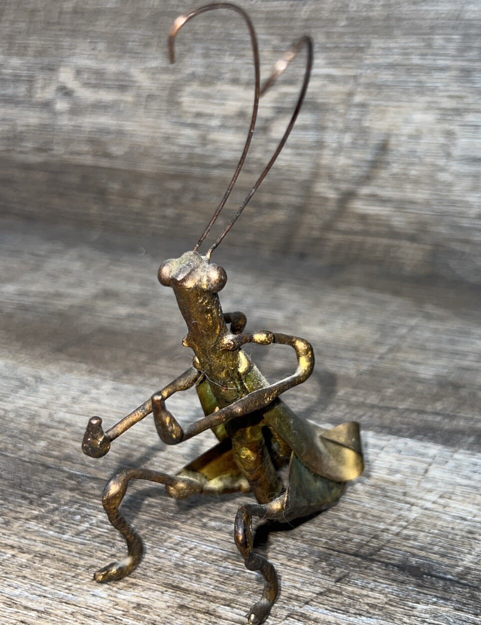 RARE Vintage Metal Grasshopper Sculpture 7&Prime; Signed Cliff W. circa 1973