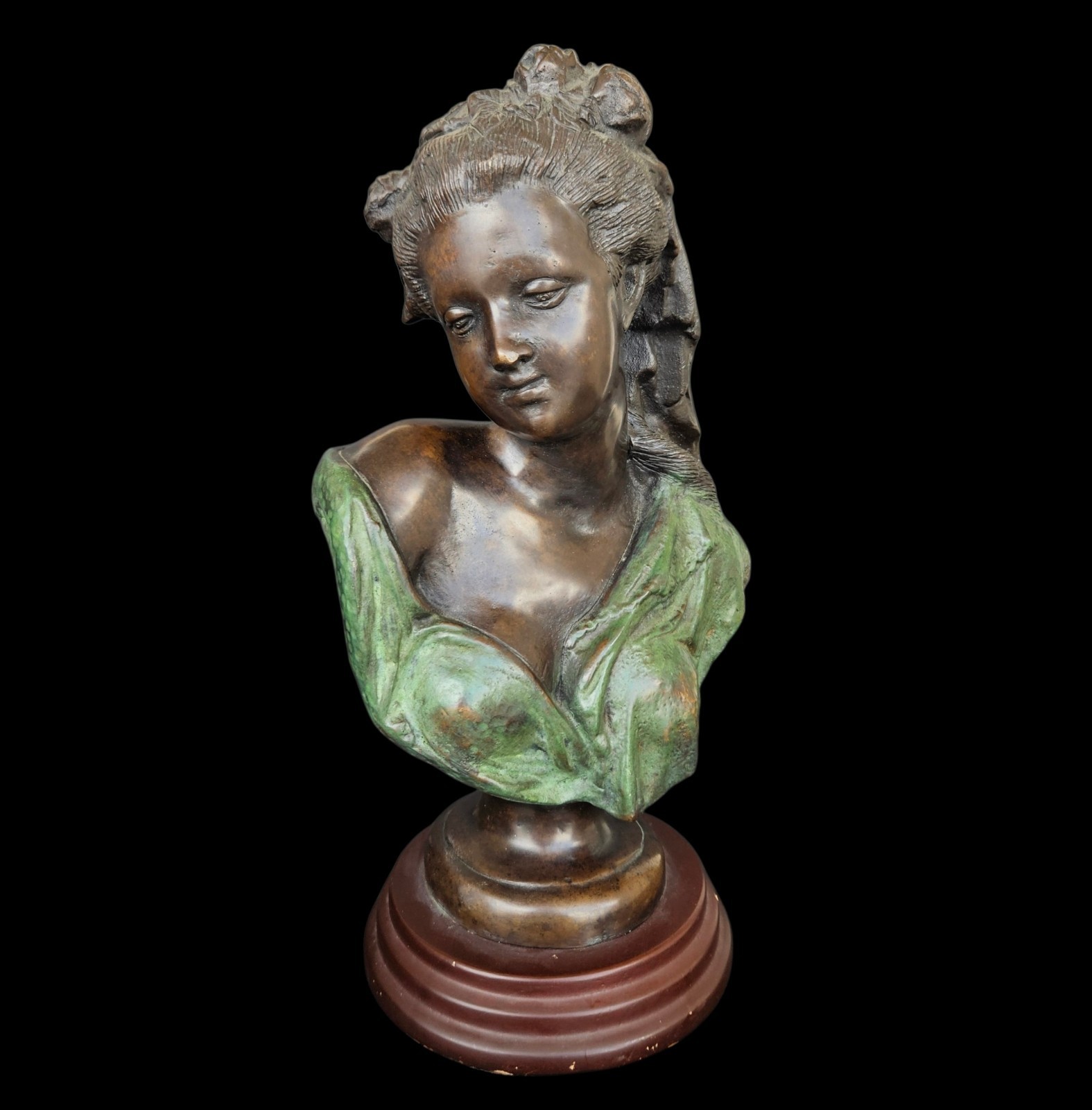 Antique French Bronze Bust of Flora after Jean Baptiste Carpeaux Le Printemps