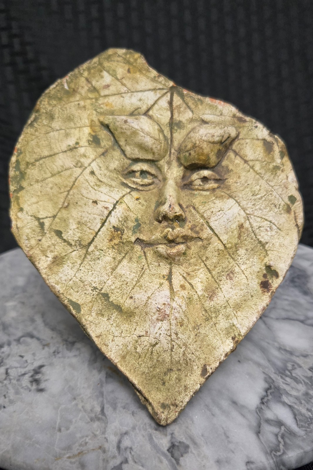 Ancient Grafitti « Leaf Face Mythical Man » Wall Art Sculpture 2003 7&Prime; x 5&Prime;