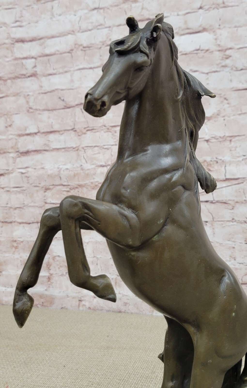 Abstract Art Sculpture Bronze Copper Marble Horse Rearing Mars Statue Figurine