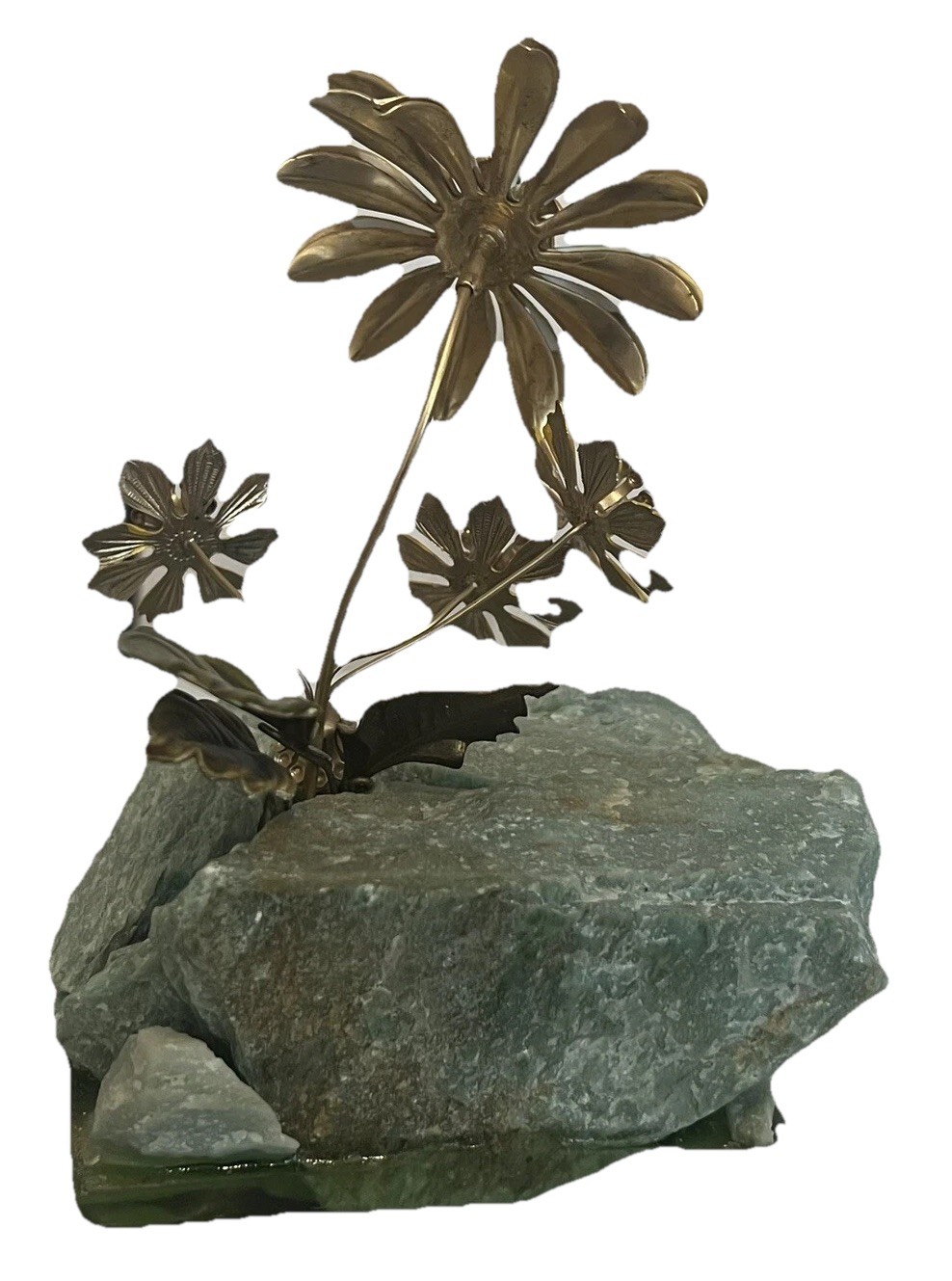 FRANK MOSSE Stone Rock Enameled Flowers Aggregate MCM Vintage