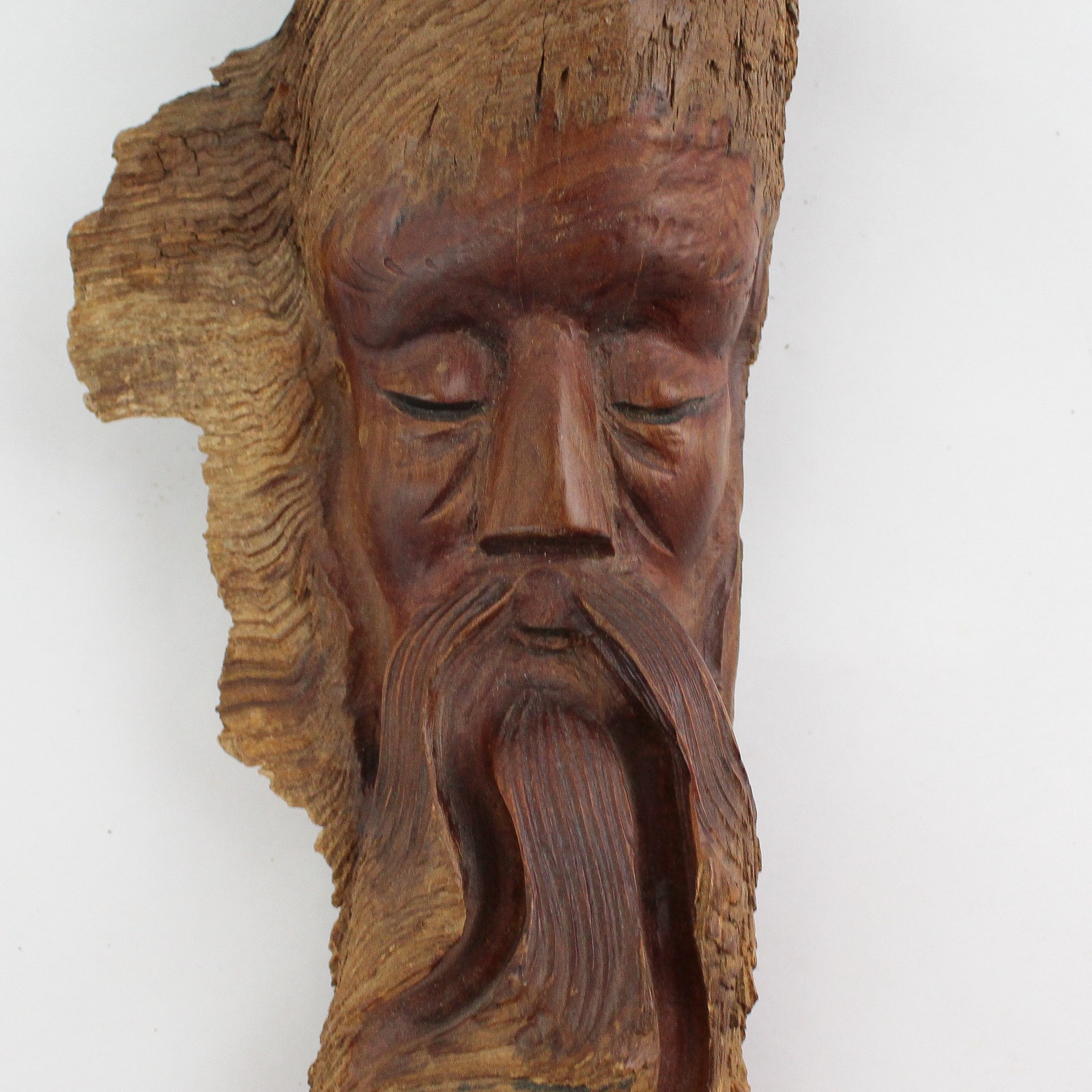 Hand Carved Wood Spirit Sculpture Sculpture Sleeping Man&rsquo;s Face 16&Prime;