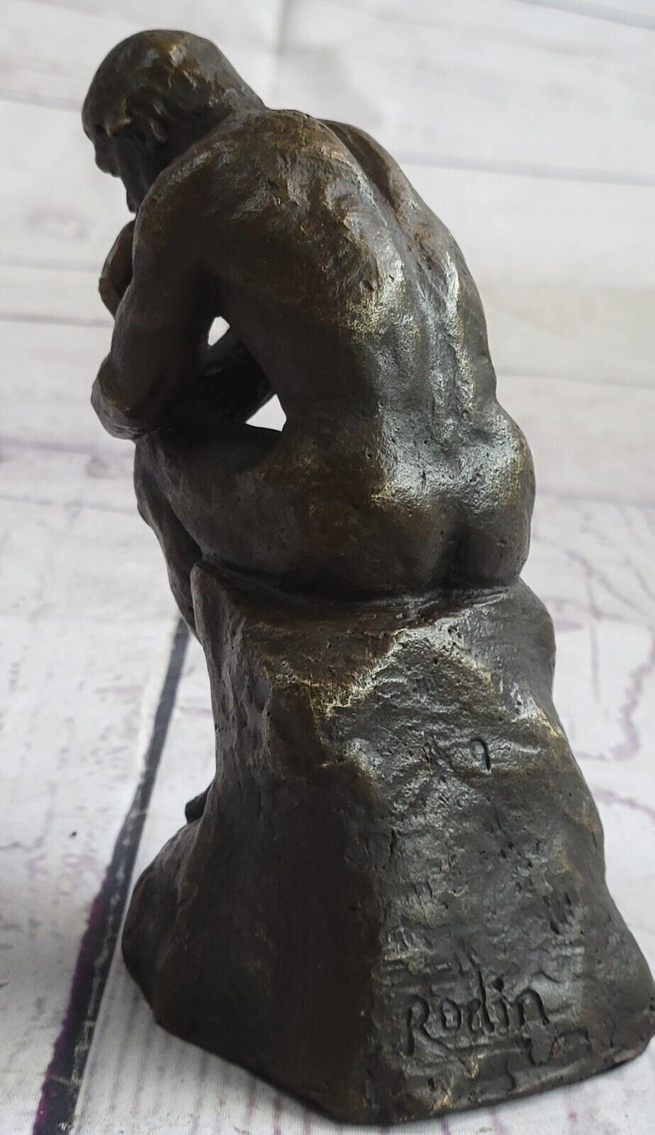 Signed RODIN Bronze Statue Thinker Sculpture Hot Cast Decorative Gift Figurine