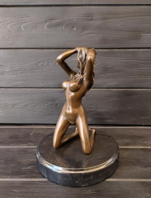 Bronze Sculpture Statue Woman Marble Deco V Mavchi Rare Decor Art Lady 20th