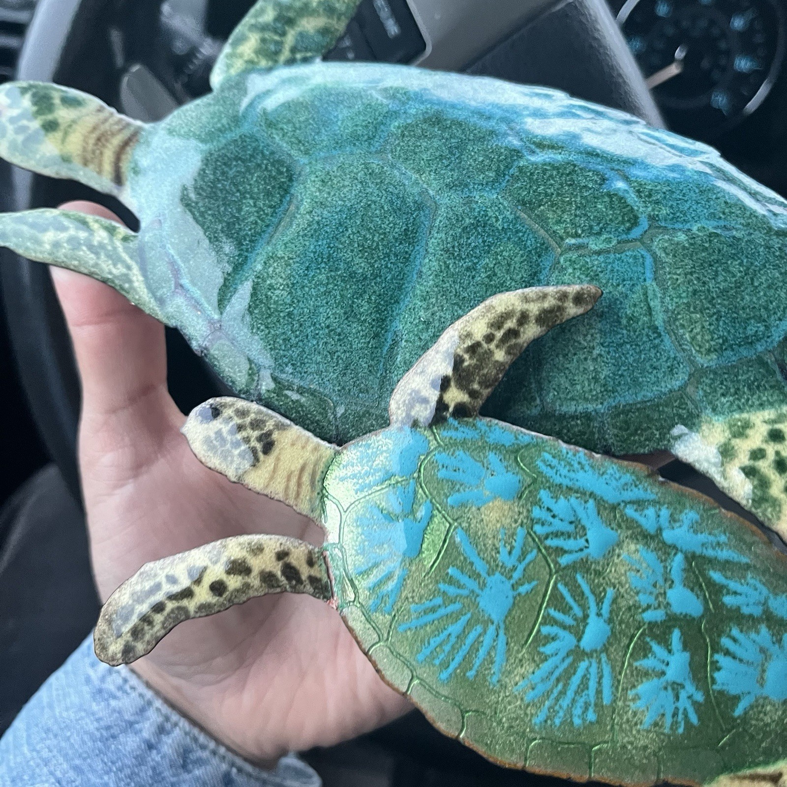 Vtg Bovano Cheshire Enameled Copper Wall Art Sculpture 2 Sea Turtles Decor Ocean