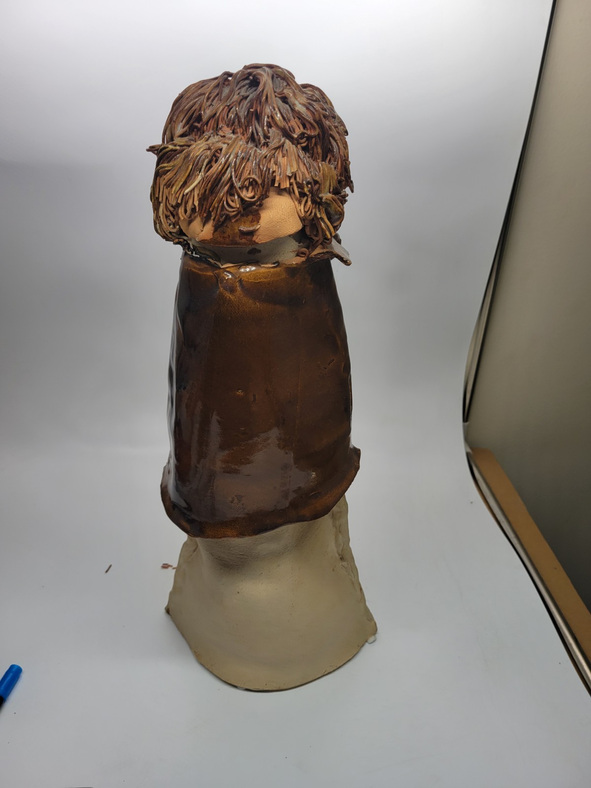Vintage Studio Pottery Bust Sculpture Bearded Man Folk Art 18”