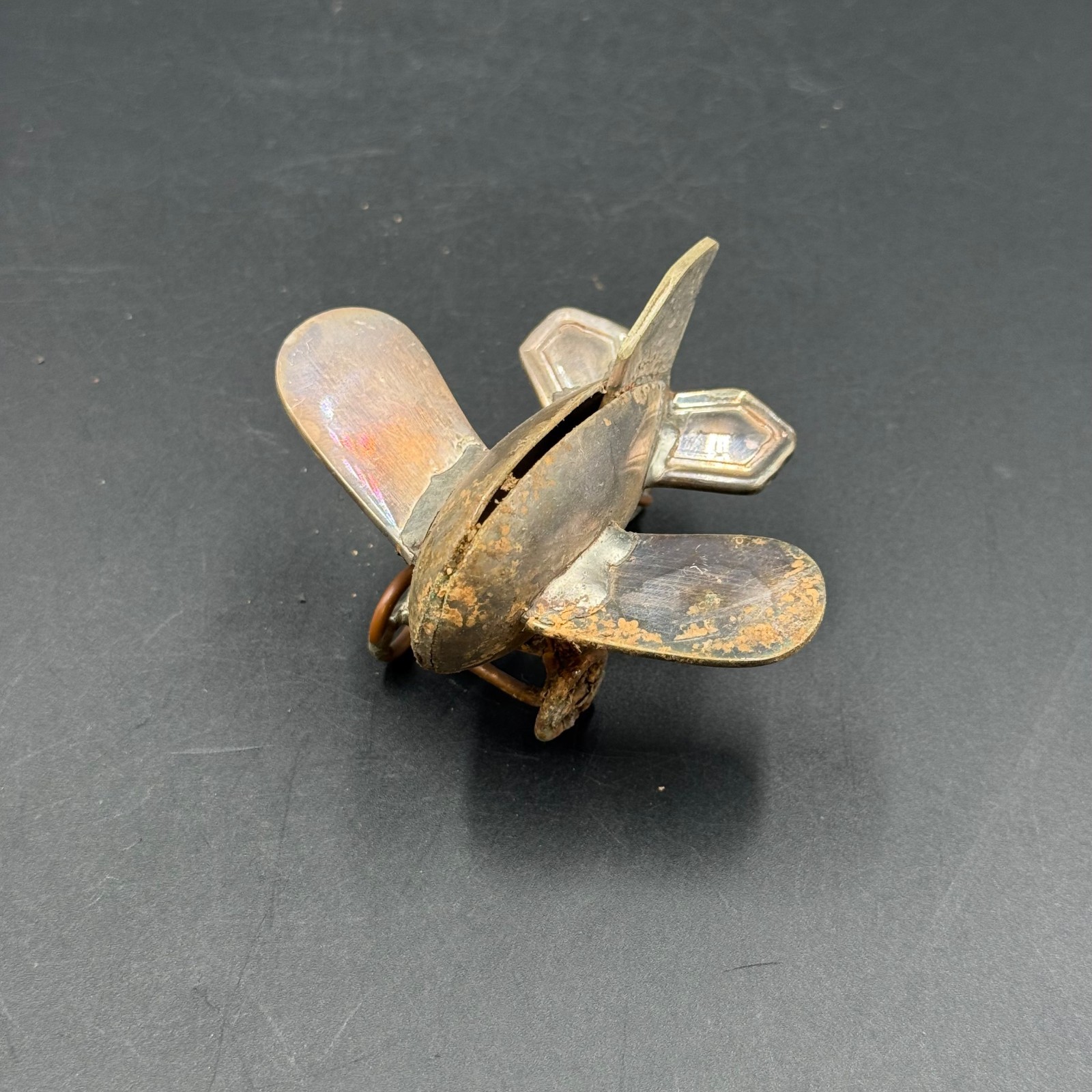 Vintage Handmade Model Airplane Metal Sculpture