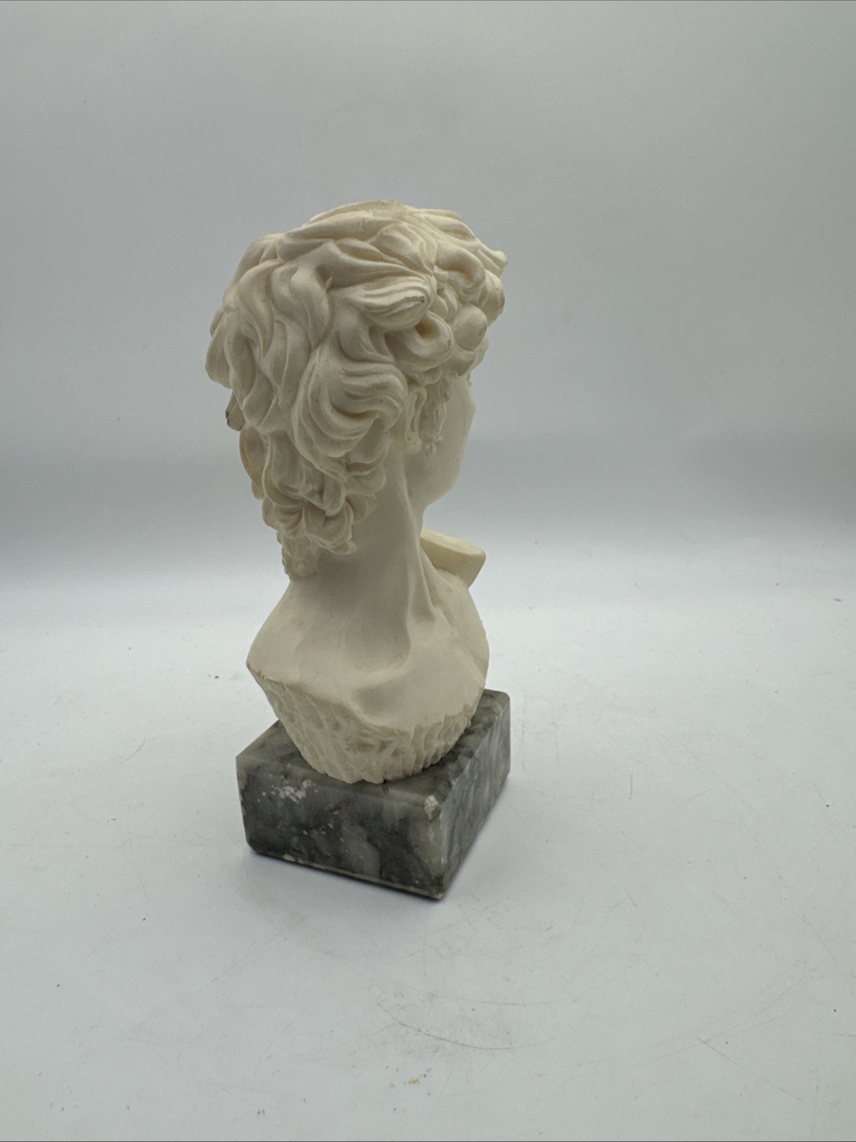 Vintage Michelangelo David Bust Carved Alabaster Marble Base 6,5