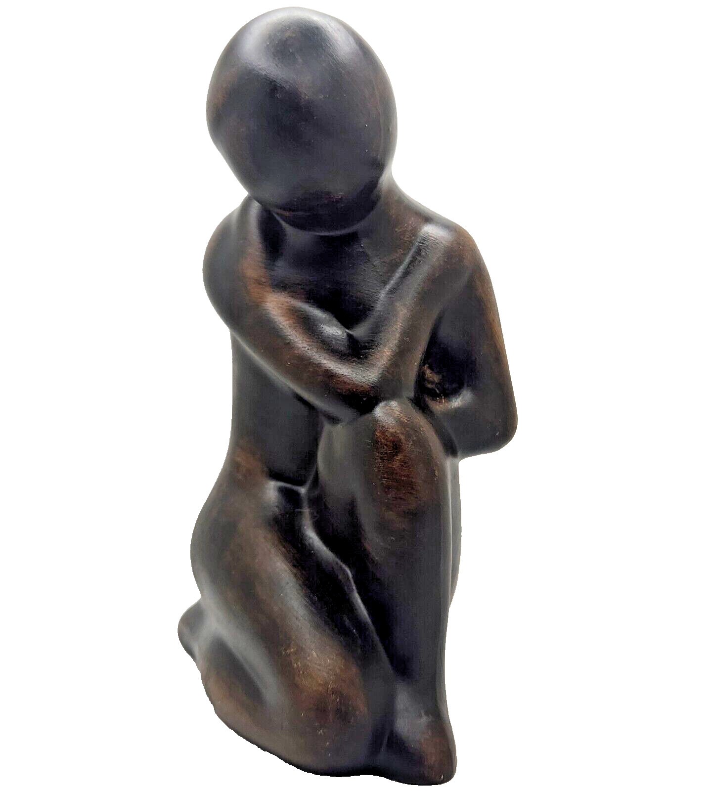 Ceramic Female Statue Minimalist -Black/Brown Sculpture Figurine Retro Art
