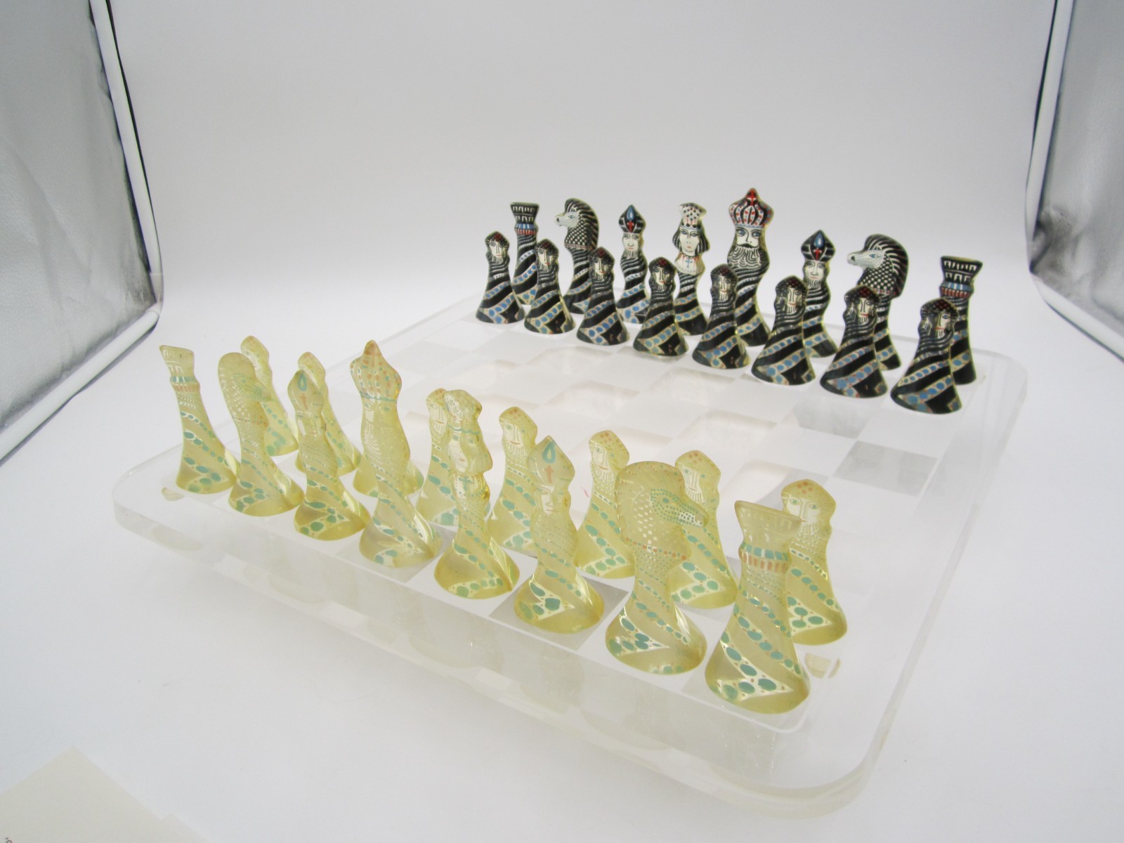 Abraham Palatnik Acrylic Chess Set COMPLETE ORIGINAL W ARTEMIS PAPERWORK