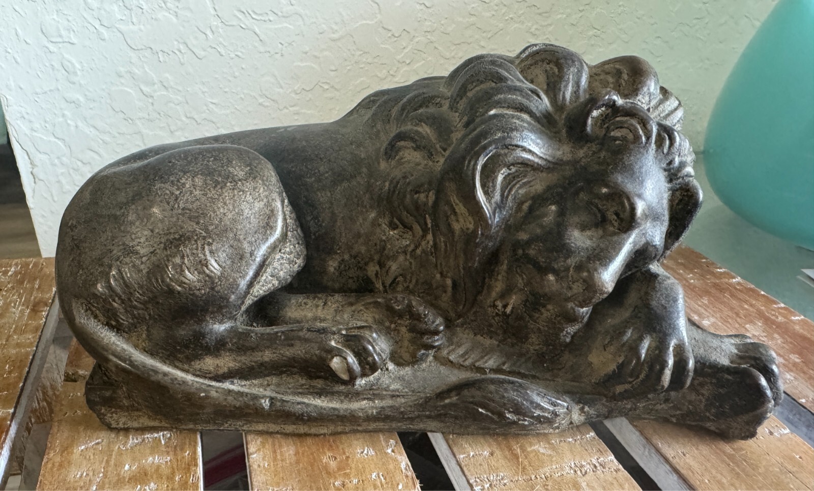 Victorian Sleeping Canova Lion statue hand Carved Marble 8 1/8&Prime;