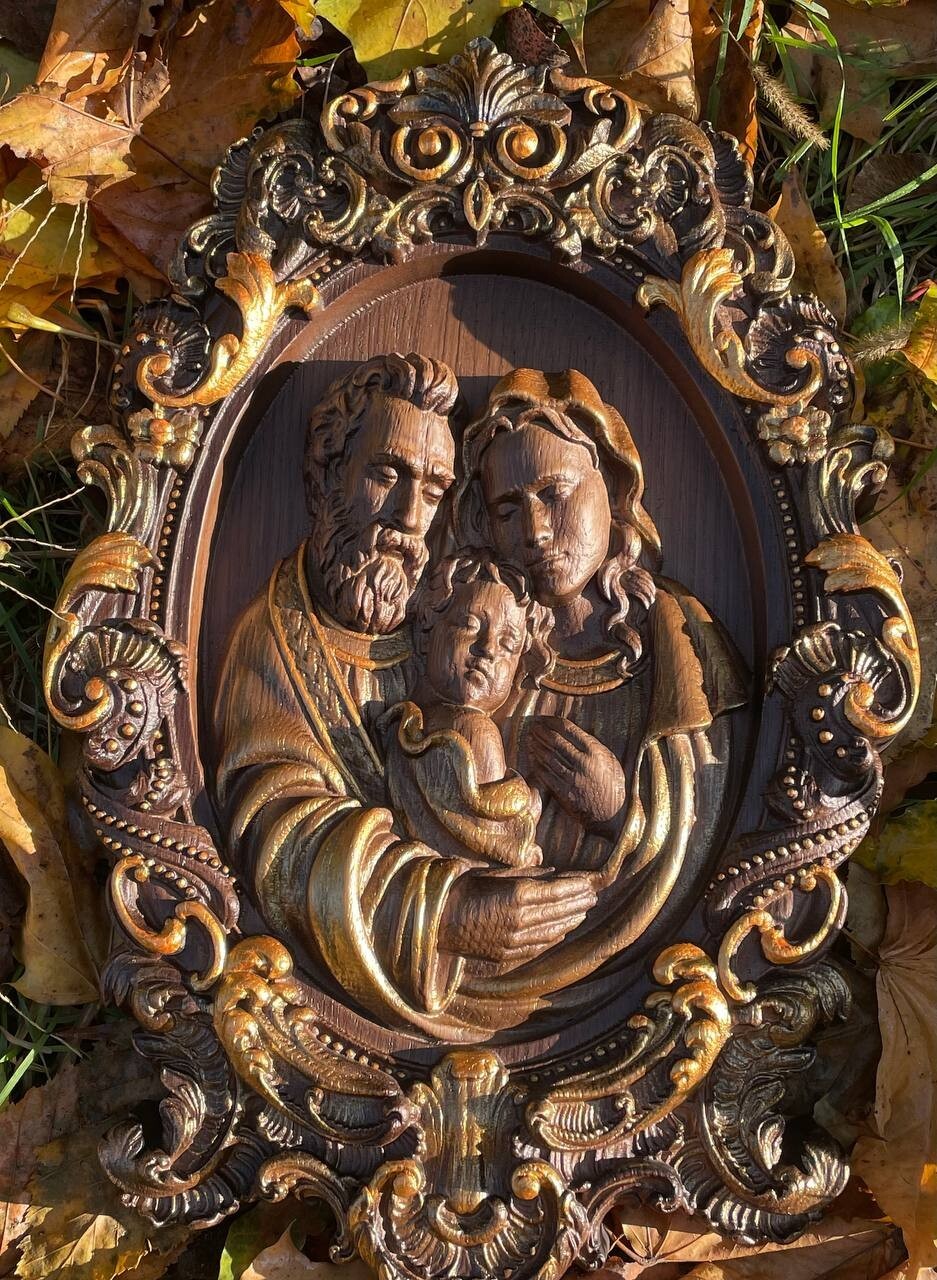 Handmade modern home decor Holy Family housewarming christian catolic gift