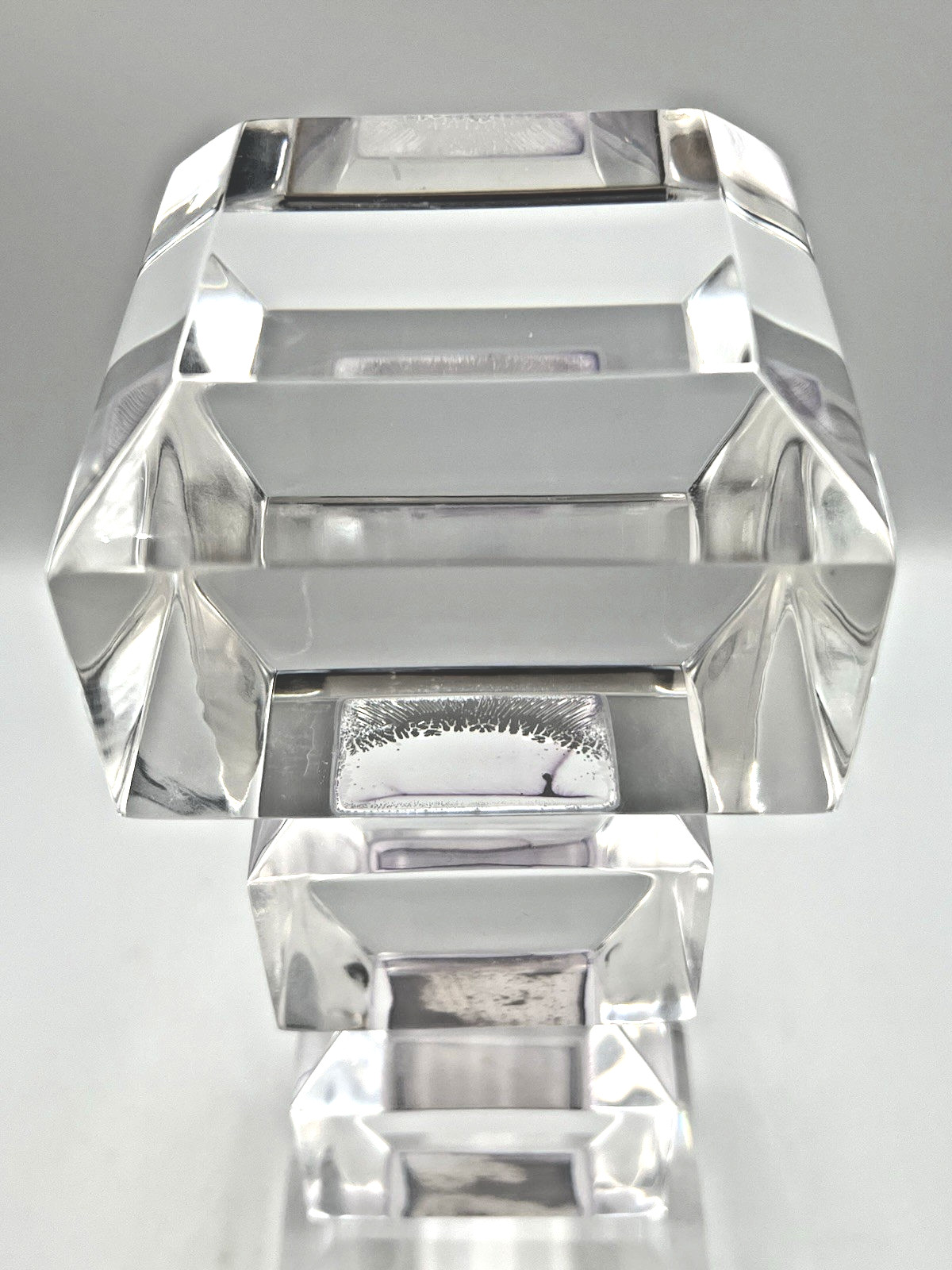 4 Lucite Acrylic Modernist Abstract Stacked Cube Art Sculptures VTG 70s 6&Prime;-12&Prime; T