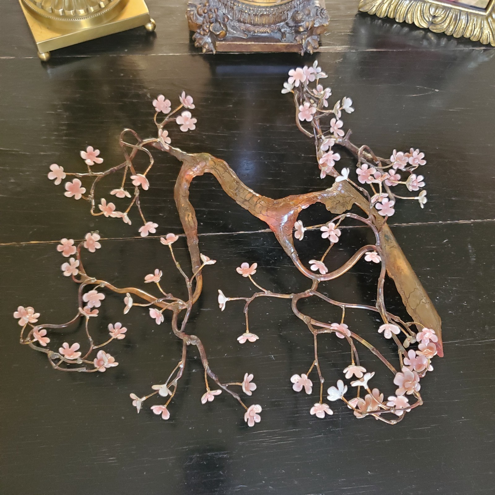 Bovano of Cheshire Blooming Bonsai Metal Tree Sculpture Pink White Flowers