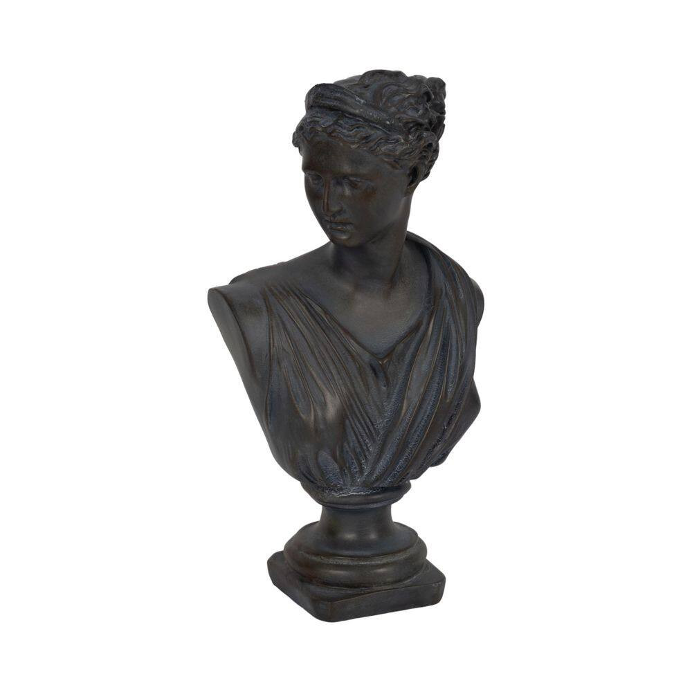 Bronze 6 In. X 12 In. Resin Grecian Bust Distressed Sculpture
