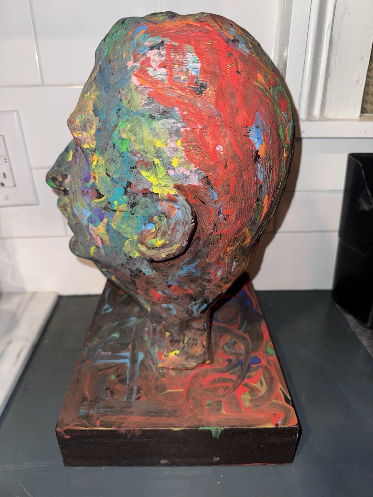 Vintage Hand-Sculpted Clay Bust – Terracotta Male Portrait Study