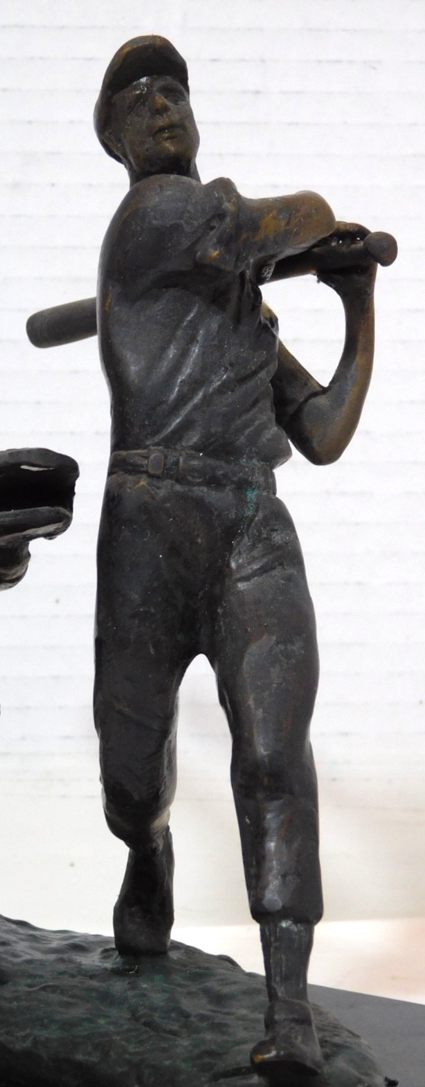 Brass/Marble Baseball Player Batter & Catcher Sculpture 8&Prime; x 8&Prime; x 5&Prime; 8lbs