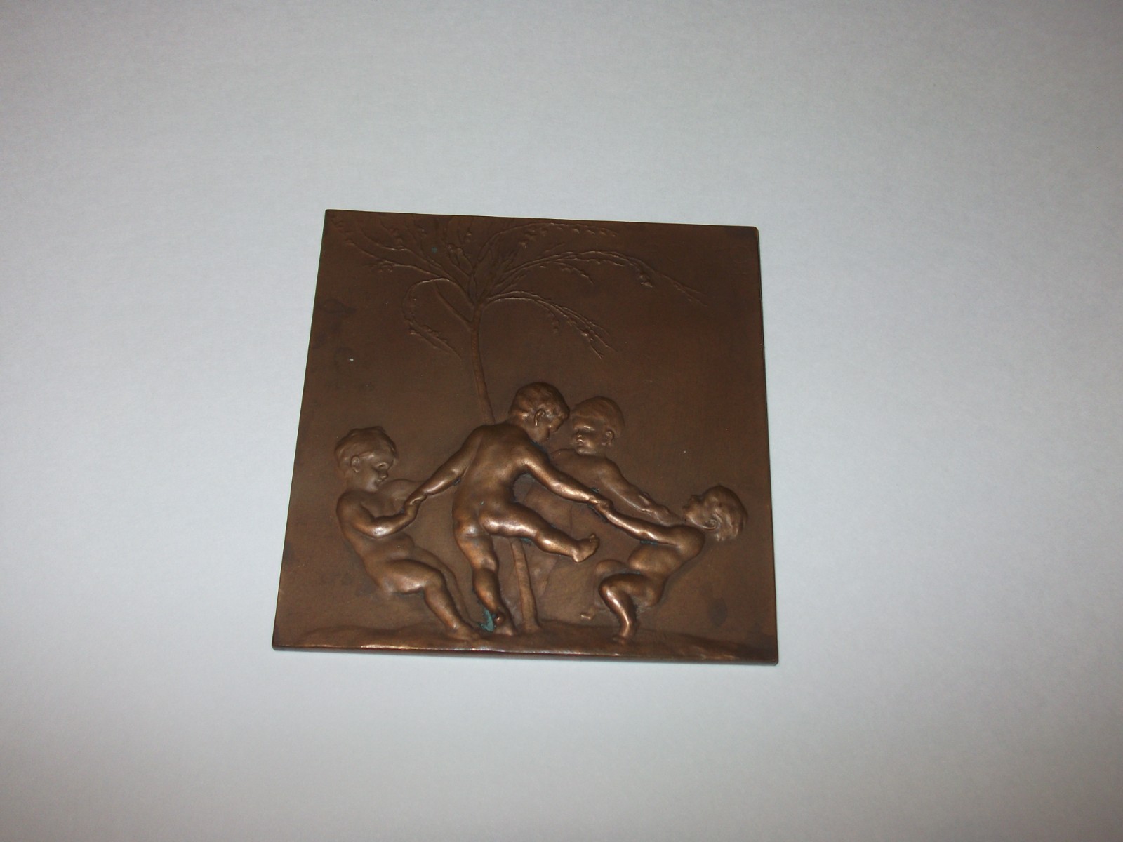 Stefan Schwartz Bronze Relief Plaque, Rondo, Dancing Putti, 1915 Austria Listed