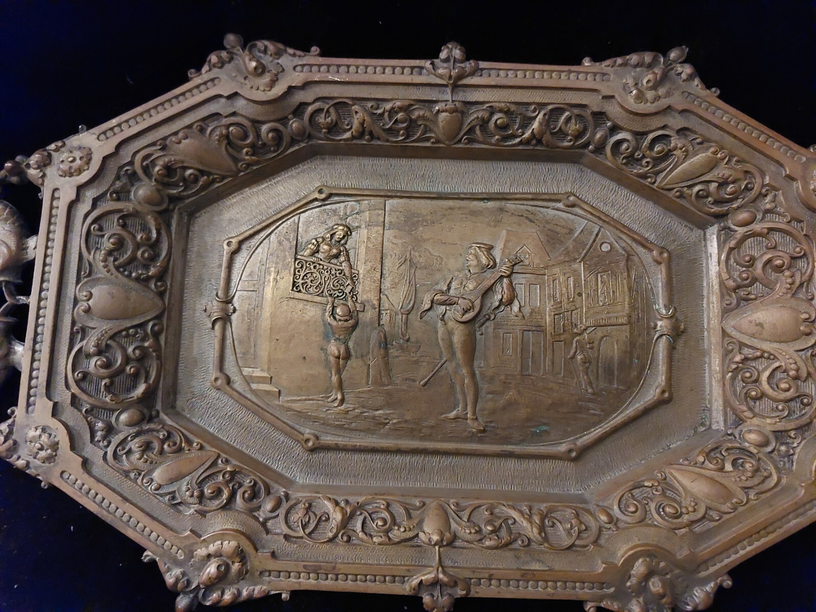 MARCEL DEBUT RARE TRAY (1865-1933) FRENCH BRONZE BARBEDIENNE SERENADE HALLMARK