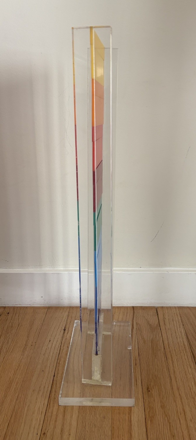 ALBERT CHUBAC Original Signed Lucite Acrylic Op Art Rainbow Sculpture