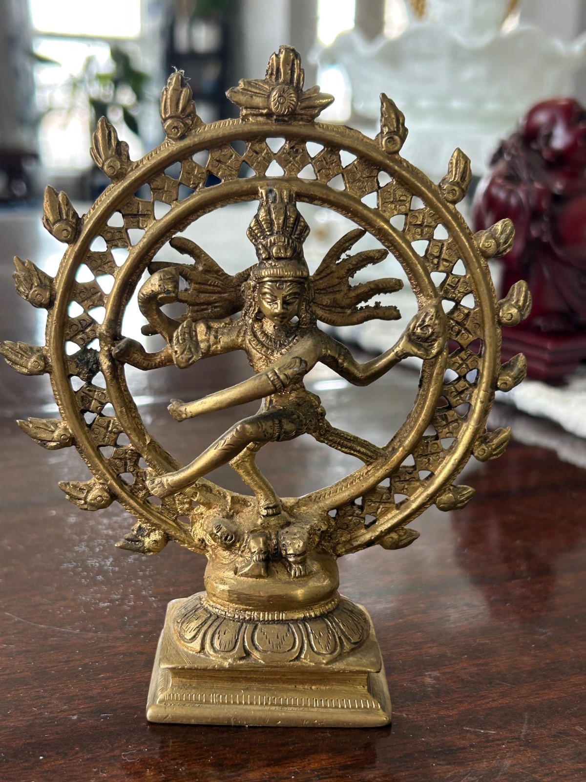 Vintage Brass Hindu Statue Shiva Nataraja form Lord of the Dance approx. 6”