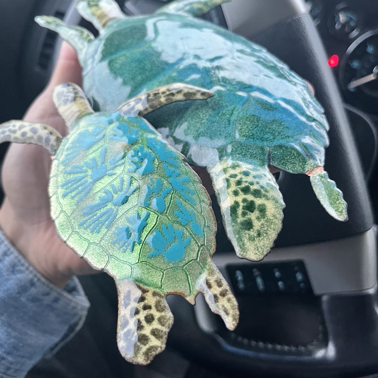 Vtg Bovano Cheshire Enameled Copper Wall Art Sculpture 2 Sea Turtles Decor Ocean