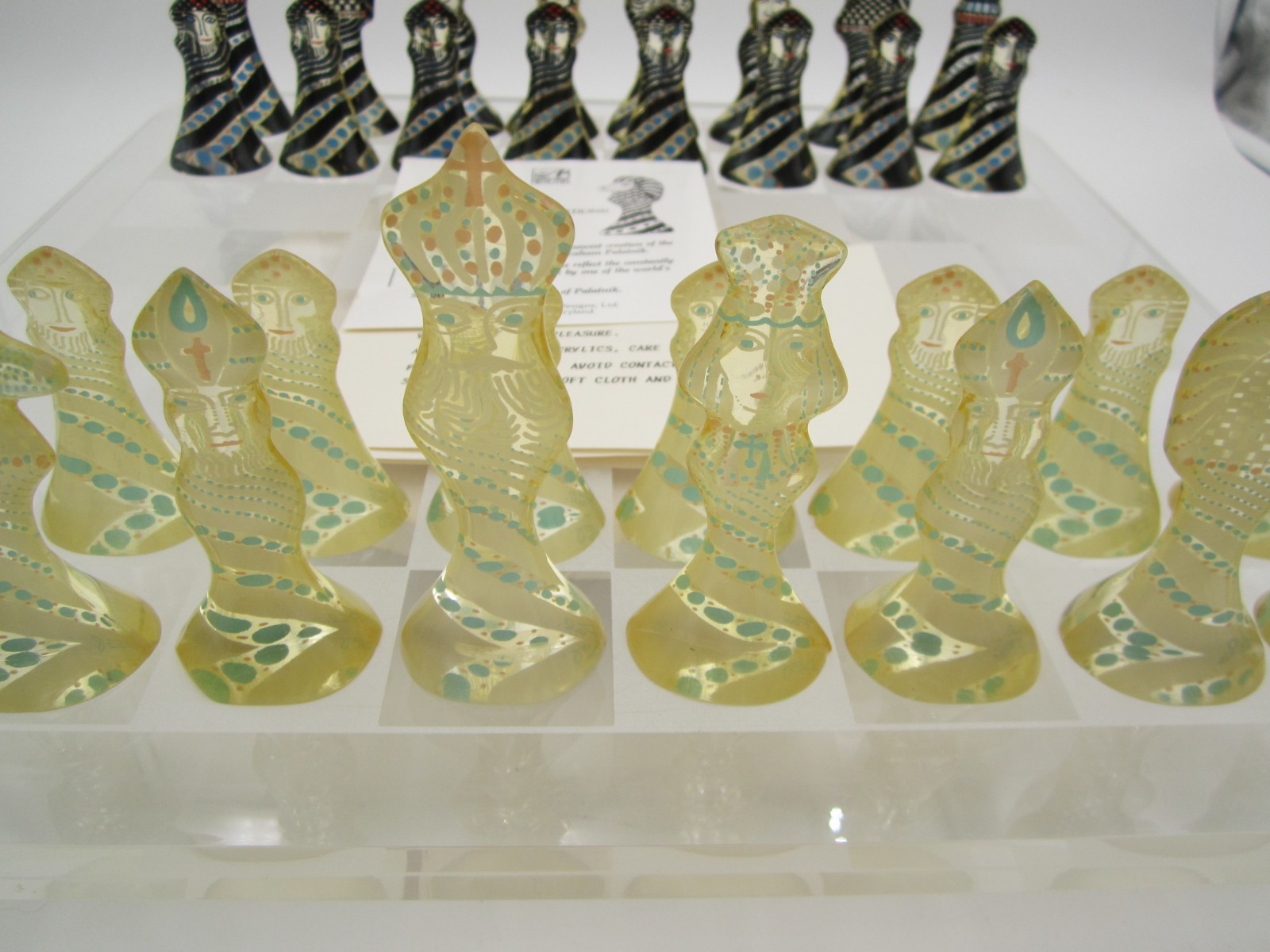 Abraham Palatnik Acrylic Chess Set COMPLETE ORIGINAL W ARTEMIS PAPERWORK