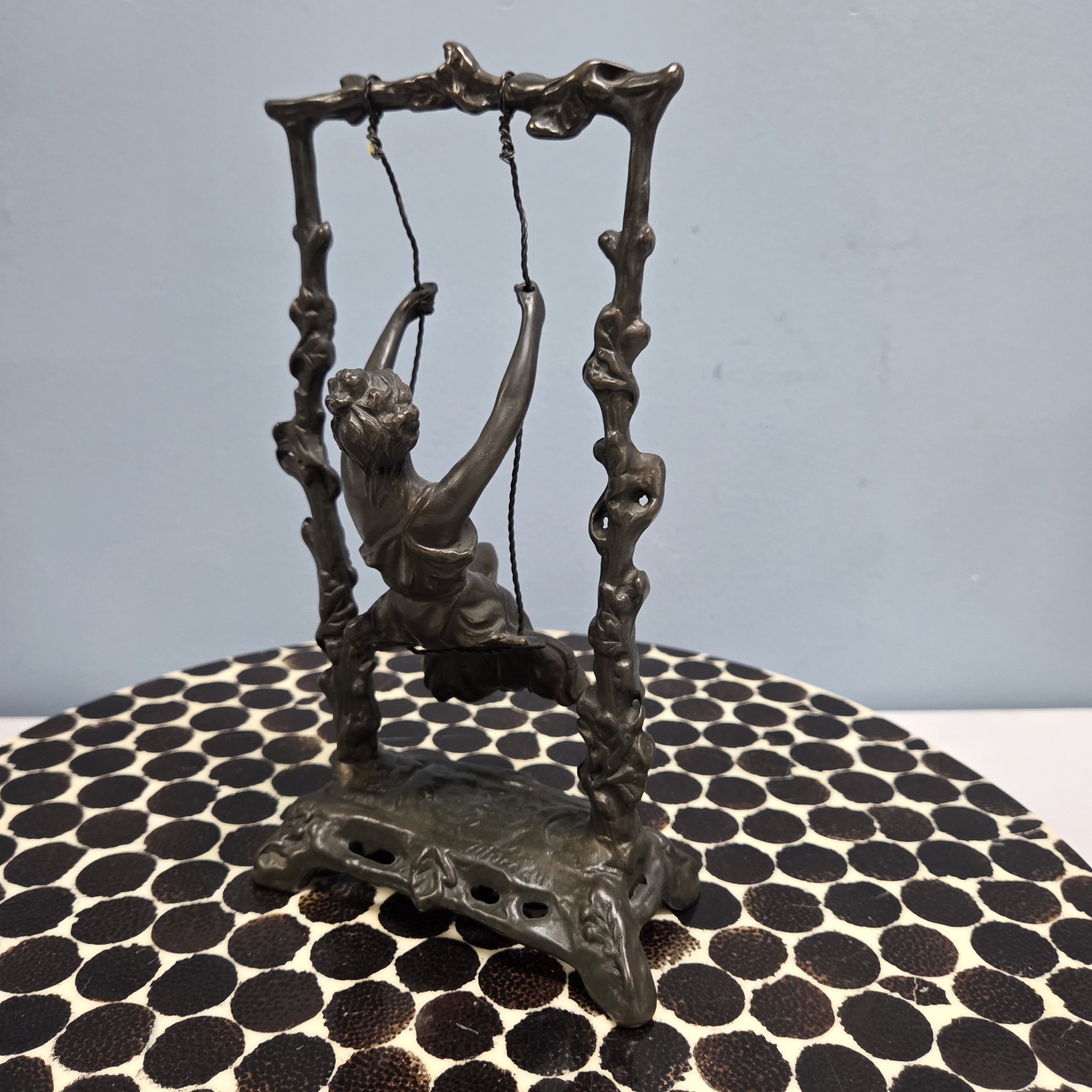 Vtg Art Nouveau Auguste Moreau Lady Girl On A Swing Bronze. Very Nice Casting!