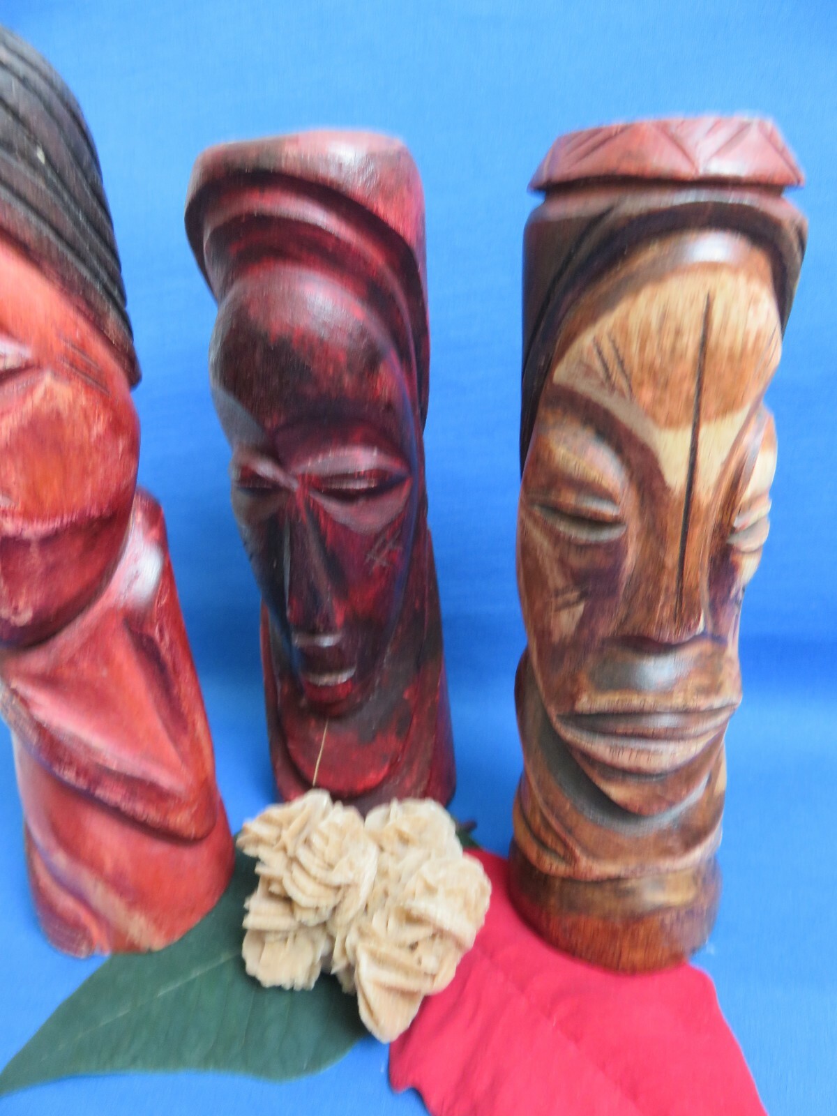 CONGO Carving SCULPTURES AFRICAN LOT OF 3 FREE STANDING Ethnic Art