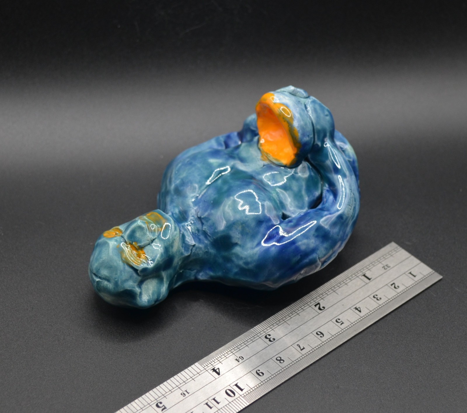 « Stoic and Orange Wine » -Experimental Original Clay Sculpture. Hand made &glazed