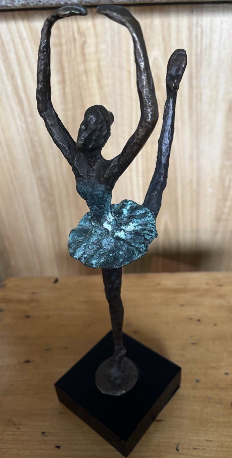 Vtg Forged Bronze Ballerina Dancer Alberto Giacometti Style Sculpture Patina EVC