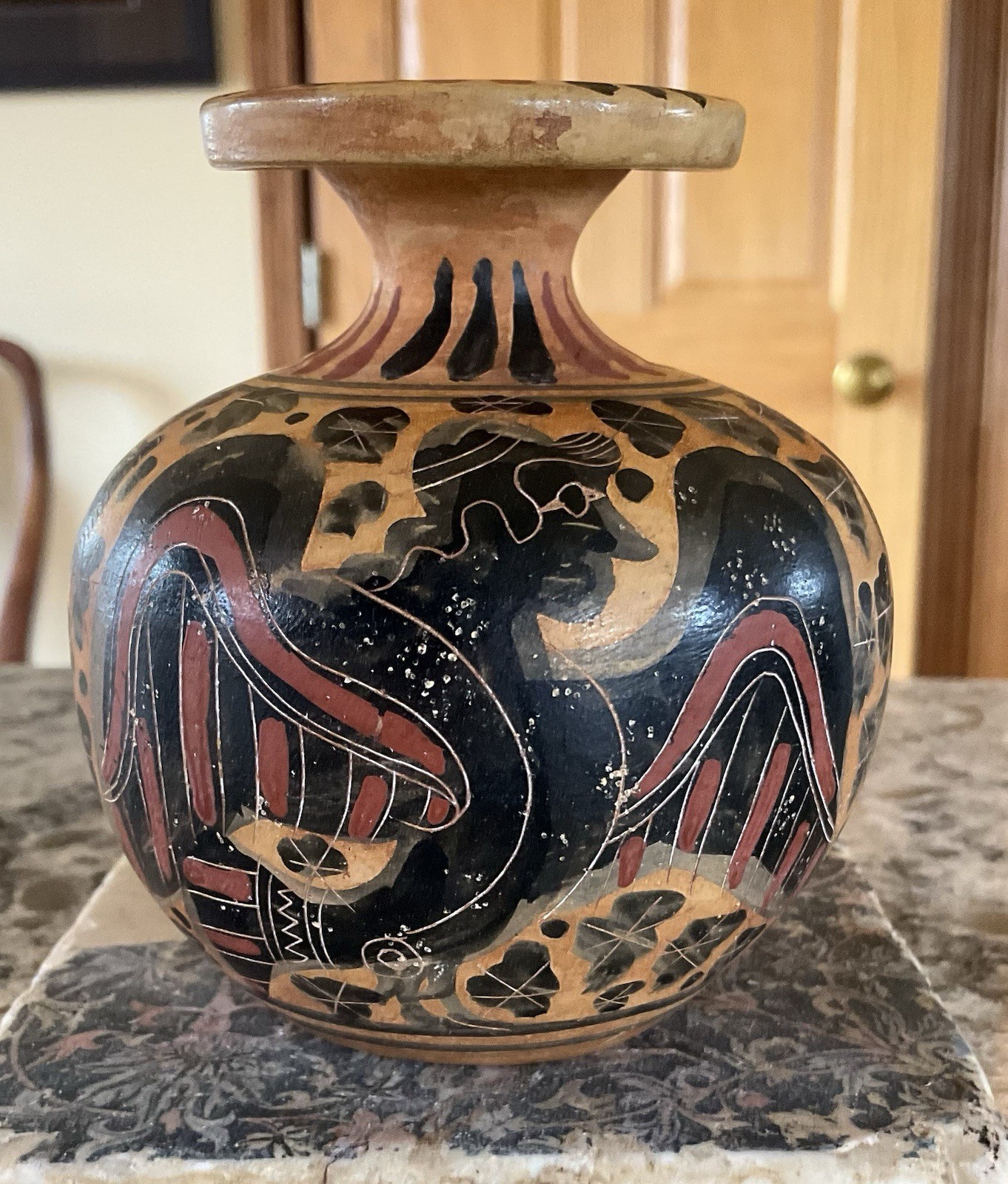 Grecian Corinthian Aryballos Museum Reproduction Ancient Greek Vessel