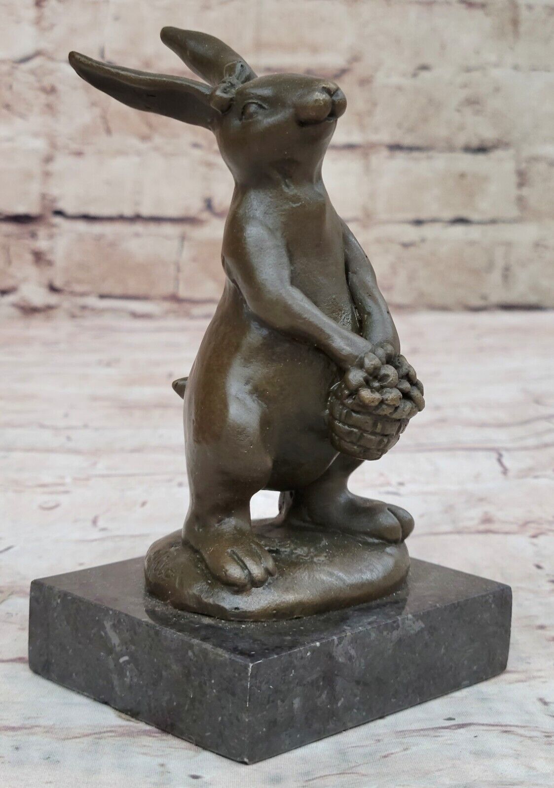 Standing Bunny Rabbit Garden Decor Sculpture 100% Bronze Metal Outdoor Statue