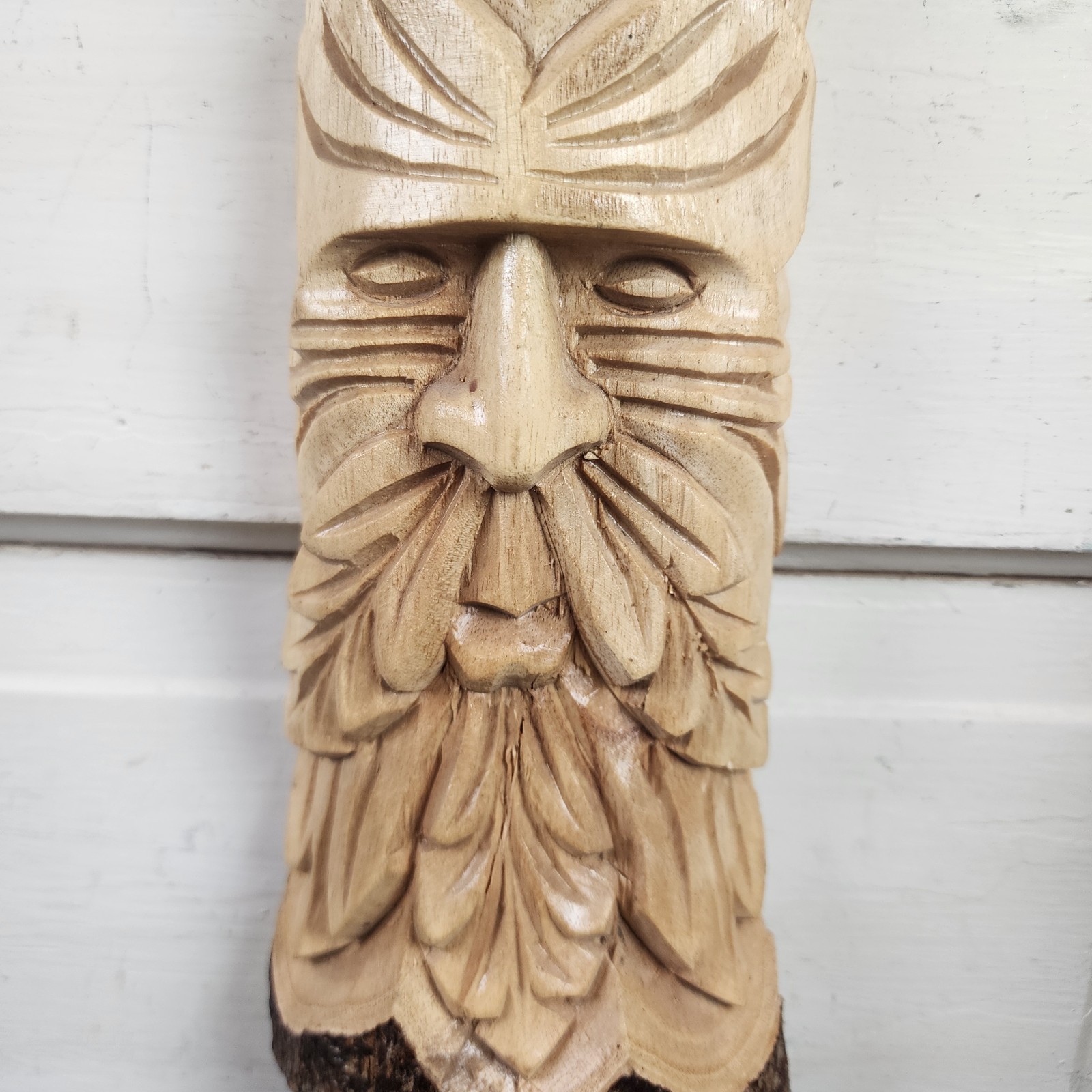 Vtg Hand Carved Mystical Tree Spirit “ Green Man” Ancient Symbol Folk Art