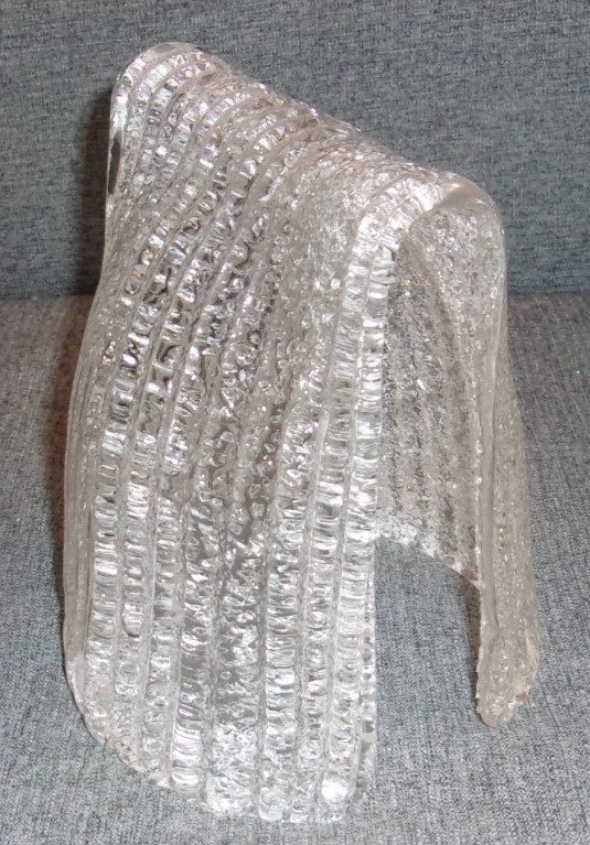 True Vintage Mid-century Modern Clear Art Glass Waterfall Sculpture Lamp Shade