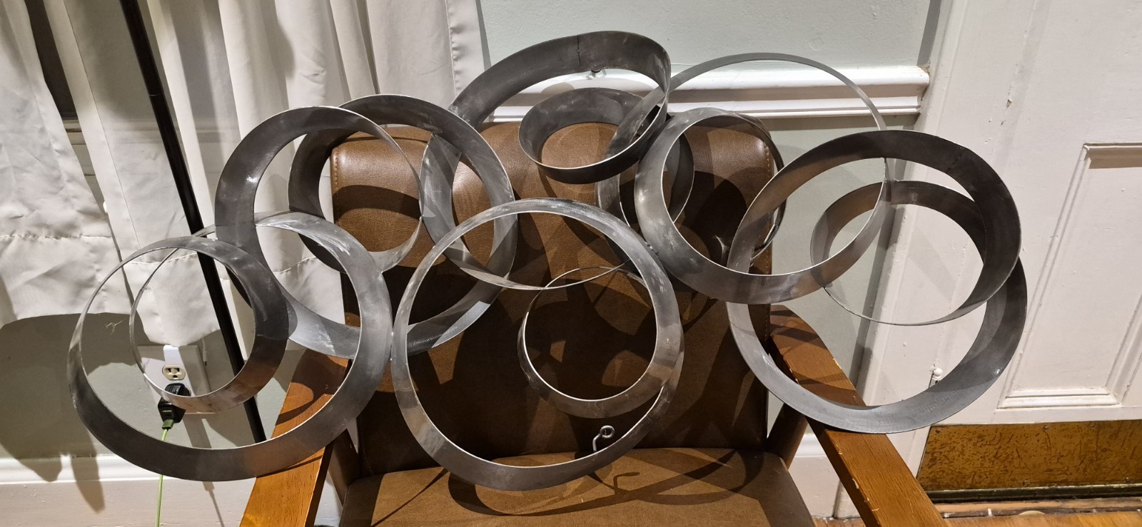 C. Jere Brushed Steel « Continuity » Dimensional Circles Hanging Wall Sculpture