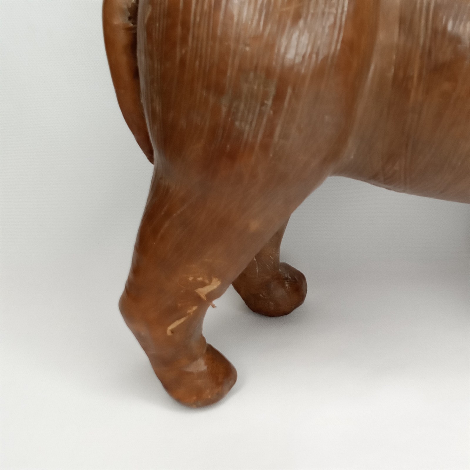 Mid Century 1960s Leather Clad Hippopotamus Artisanal Leatherwork New Arrival