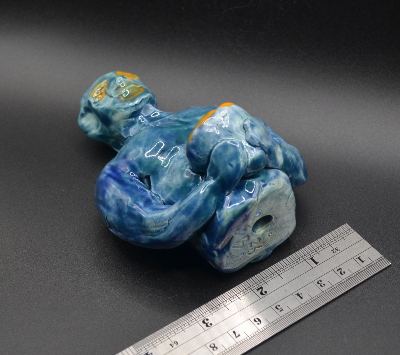« Stoic and Orange Wine » -Experimental Original Clay Sculpture. Hand made &glazed