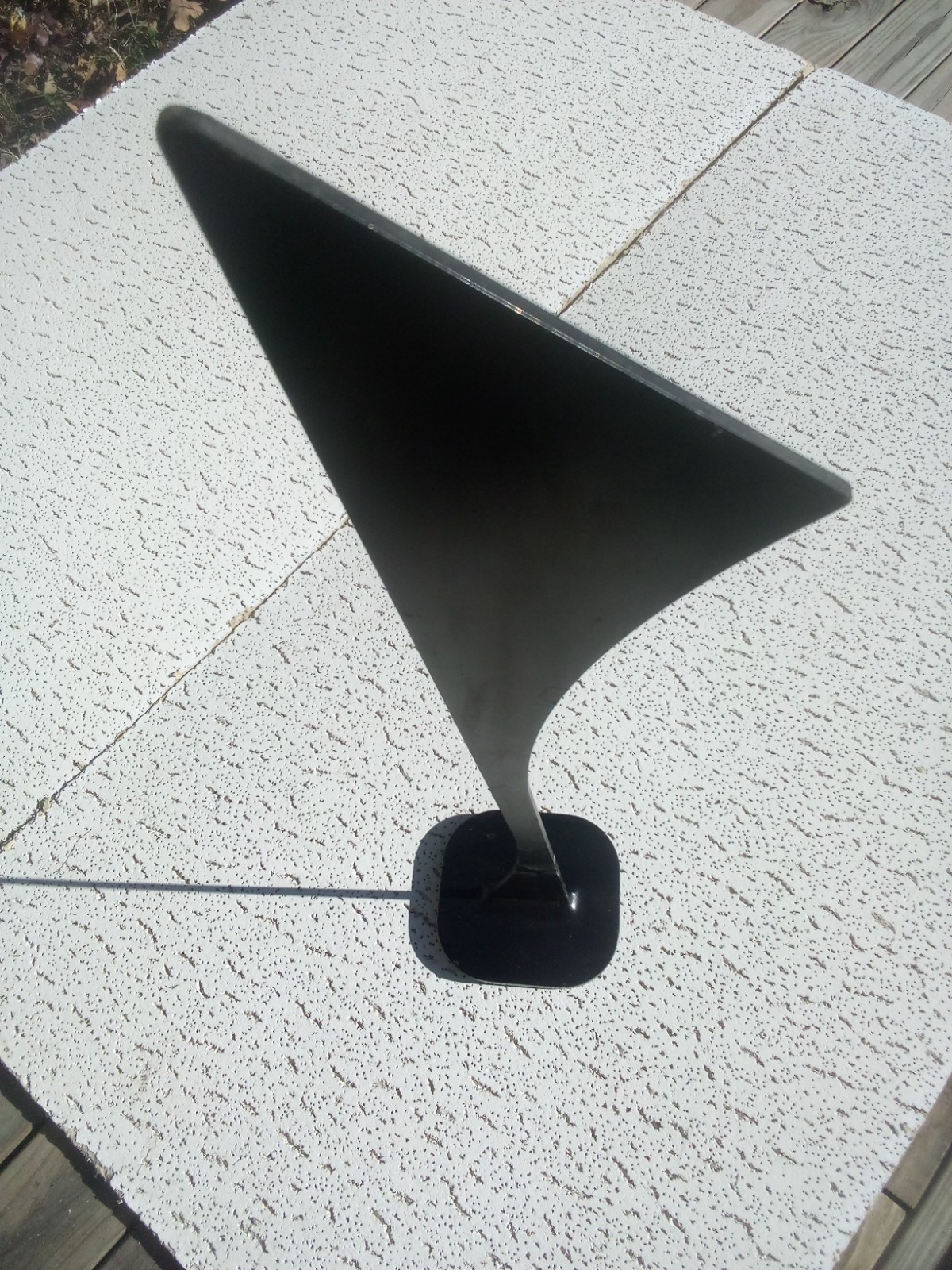 Modern Abstract Metal Art Sculpture 24 1/4&Prime; STRENGTH Symbol W/ Base Gloss Black